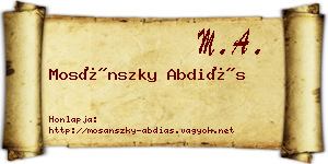 Mosánszky Abdiás névjegykártya
